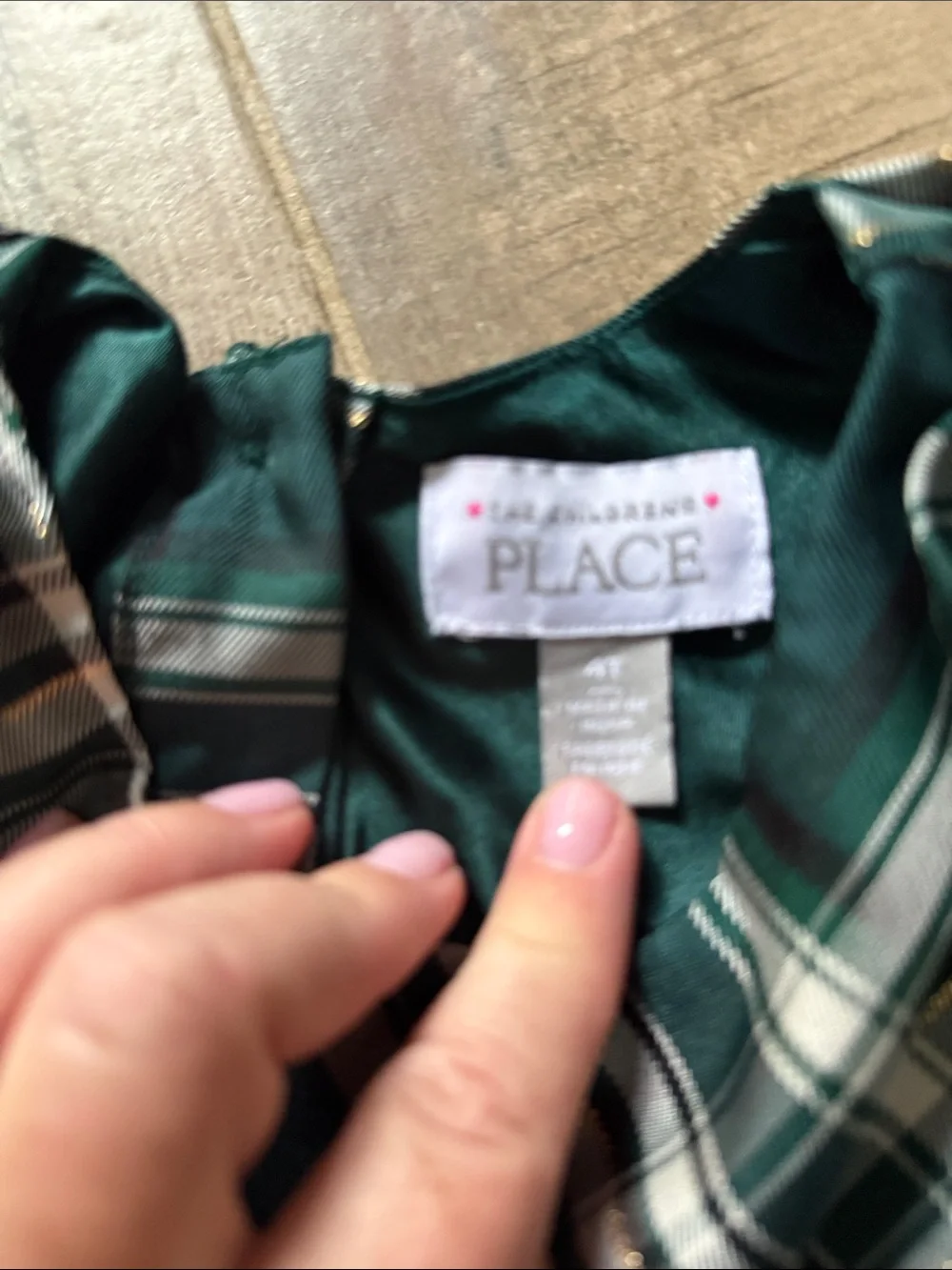 The Children's Place Green Plaid Puff-Sleeve Holiday Dress